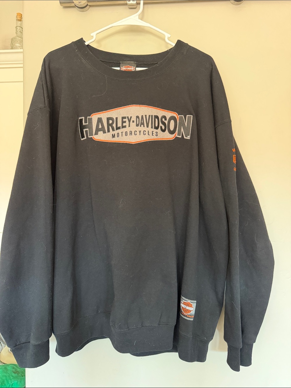 Harley-Davidson Black Crewneck Sweatshirt with Orange Logo